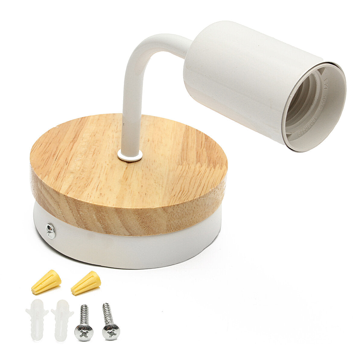 Modern White Black E27 Wall Lamp Fixture Sconce Holder Wood Base Cafe Home Decor