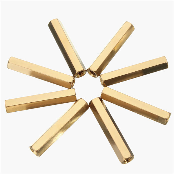 25 pcs M3 Female Thread Hexagon Isolation Column Brass Standoff Spacer