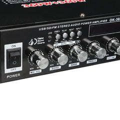 2CH Bluetooth Hi-Fi Stereo Power Amplifier Digital Audio Tuner Support FM Radio 2 Microphone USB SD Home Theater System Karaoke Car