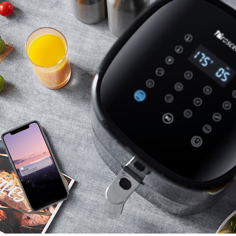 1500W 220V 5L Air Fryer APP Control 7X Air Circulation 100 Recipes 13 in 1 Cooking Functions Hot Oven Cooker Low Noise Non-stick