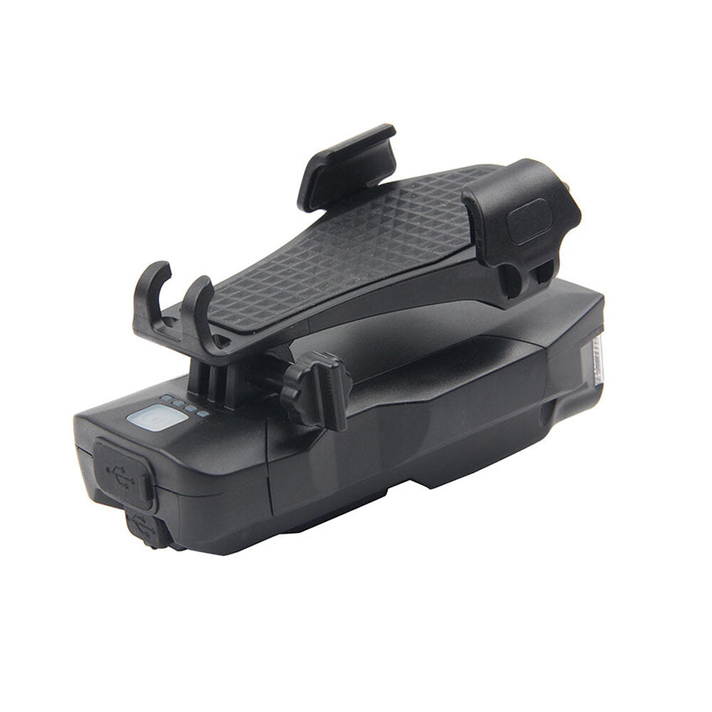4-in-1 Bike Headlight T6 500lm 3 Modes Bike Front Lamp Power Bank Phone Hold 120dB Horn for 4-6.3inch Phone Cycling Bicycle