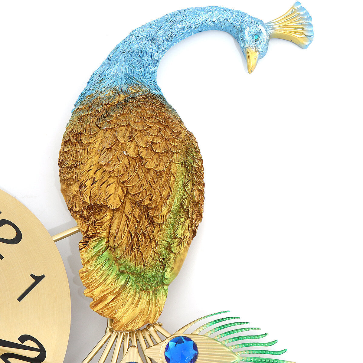 Home Large Metal Peacock Luxury Diamond Wall Mounted Clock Living Room Art Decor