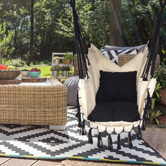 Tassel Hammock Chair With Rod Outdoor Indoor Dormitory Bedroom Yard Travel Camping For Child Adult Swinging Single Safety Chair Hammock