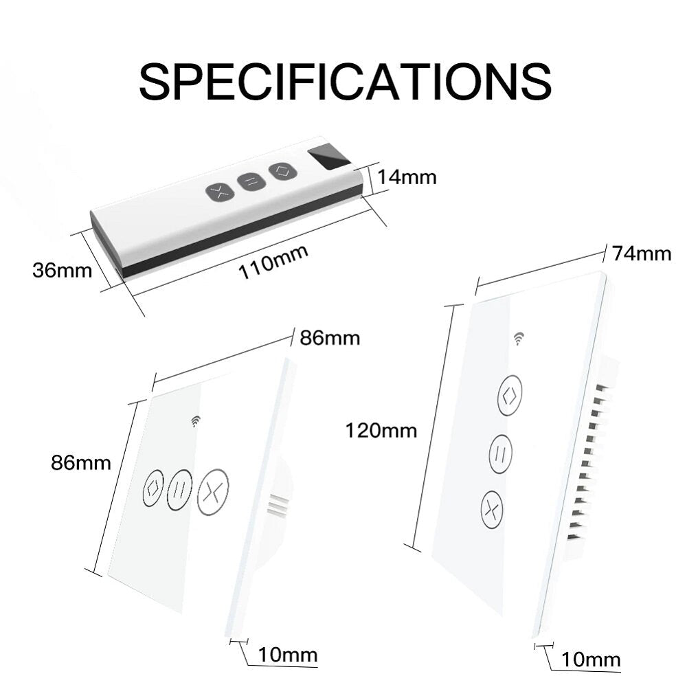 433MHz Smart Touch Curtain Switch Roller Blinds Shutter Wireless Control Relay Status Works with Alexa Google Home