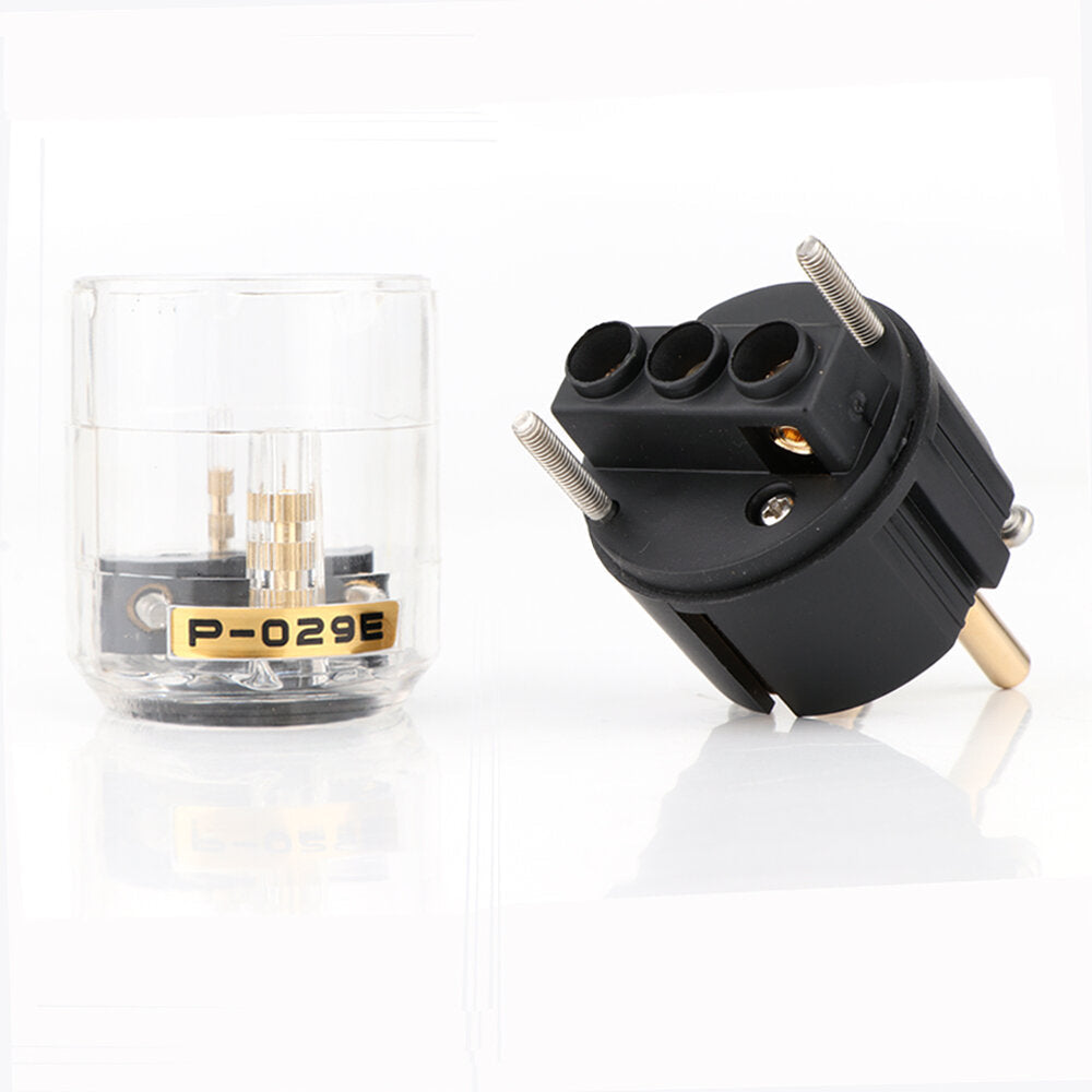 Power Plug IEC Gold Plated EU Audio Connector Hi-Fi Brass Ac Power Cord Plugs For Speaker
