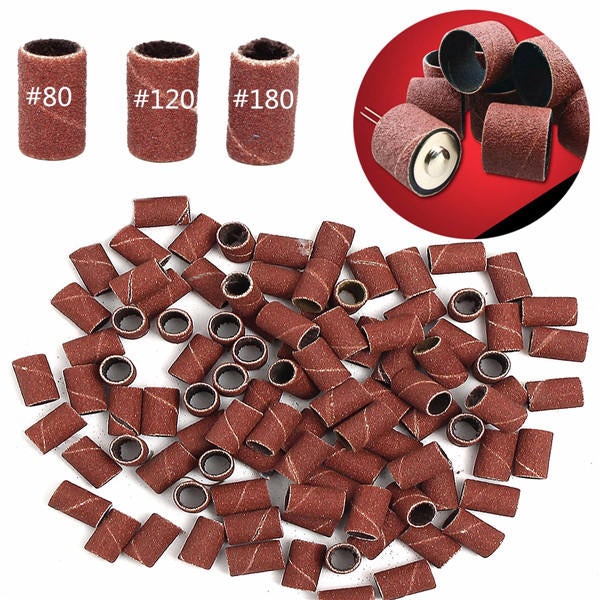 300pcs 80/120/180 Grit Drill Sanding Bands with 6 Replacement Bits Set
