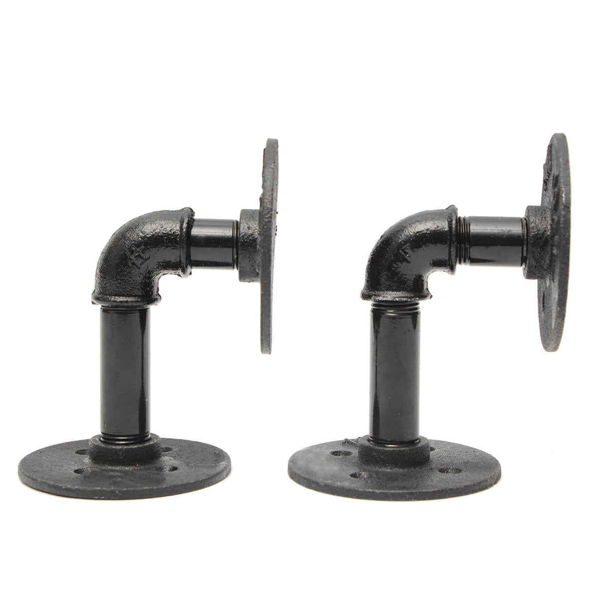 2Pcs Industrial Iron Pipe Shelf Bracket Bookcase Storage Holder Support Stand DIY Home Decor
