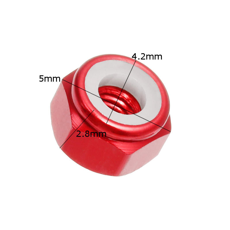 10Pcs M2 Self-locking Nylon Nut Aluminum Alloy Multi-color