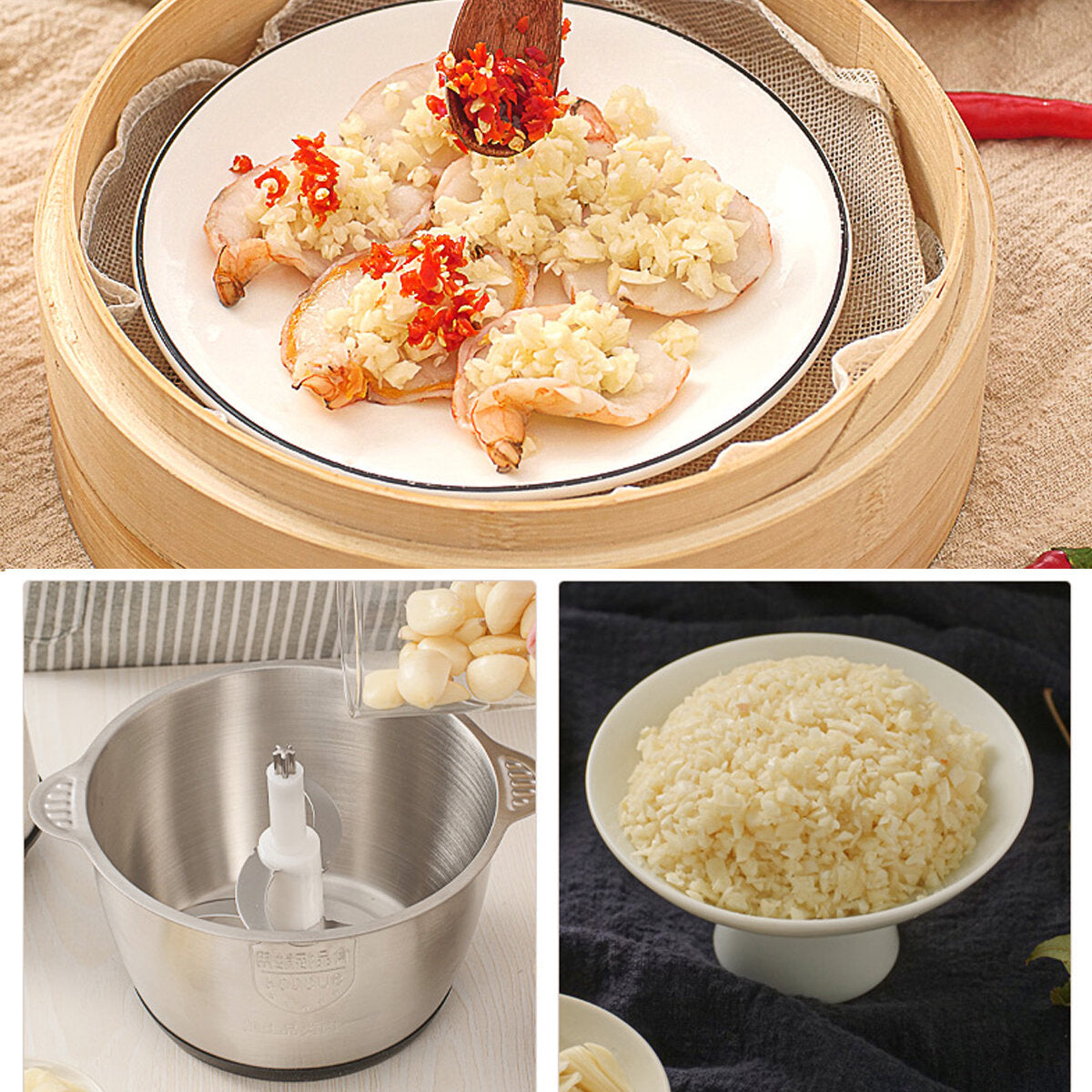 3L Stainless Steel Meat Grinder Chopper Automatic Electric Mincing Machine High-quality Household Food Processor