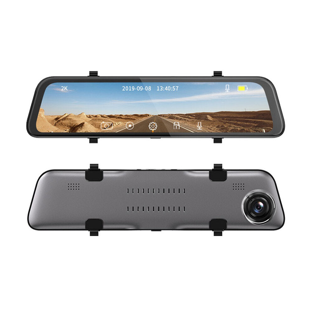 12 Inch Touch Car DVR Stream Media Dash Cam Mirror Video Recorder Dual Len Support 1080P Rear View Camera GPS