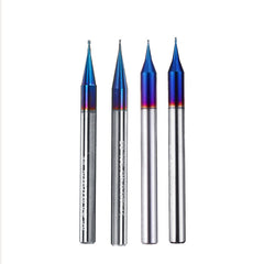4pcs 2 Flutes HRC65 Milling Cutter 0.5-0.9mm Nano Blue Coating Carbide End Mill