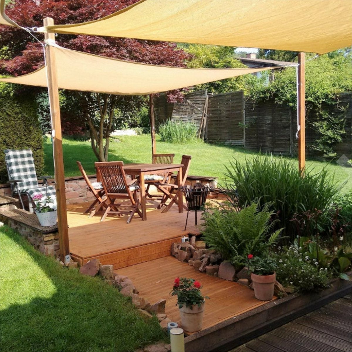 Sun Shade Sail Garden Patio Sunscreen Awning Canopy Screen 98% UV Block Greenbay