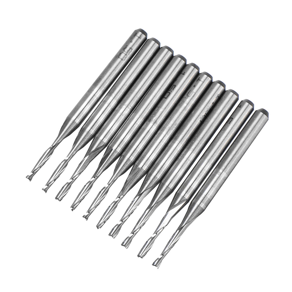 10pcs 3.175mm Shank 2 Flutes Flat End Mills Spiral CNC Router Bit Engraving Milling Cutter