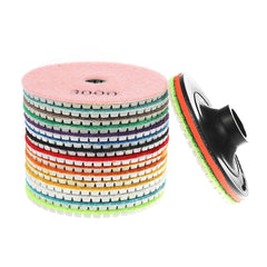 17pcs 4 Inch 30-800 Grit Diamond Polishing Pads Set for Marble Granite Stone Concrete