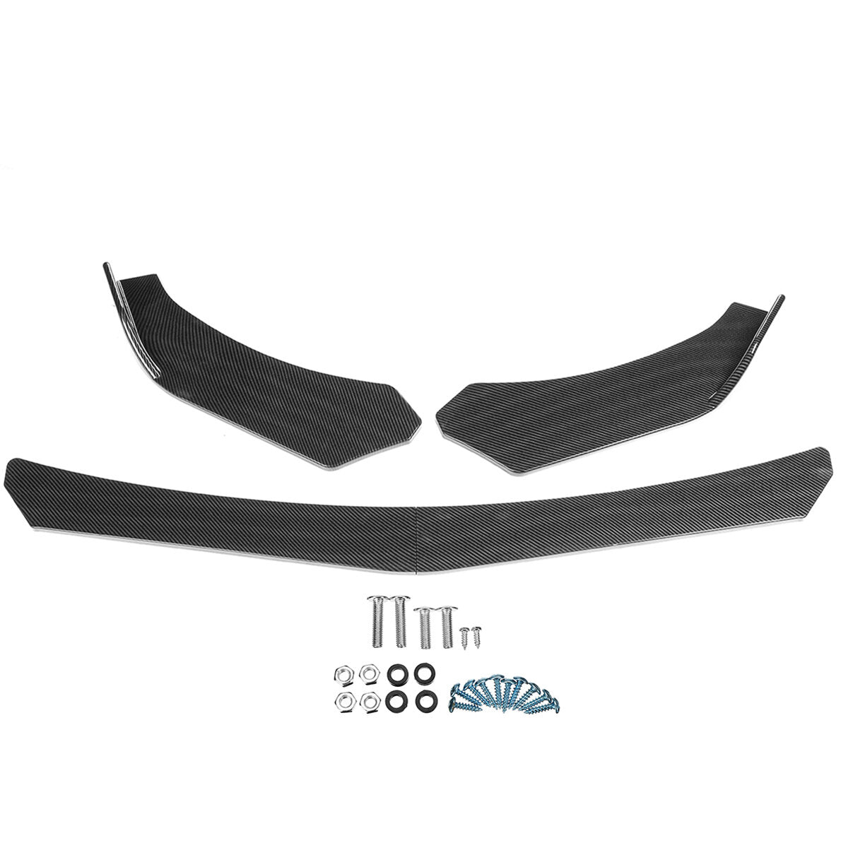 4pcs Carbon Fiber Look Spoilers Front Lip Chin Bumper Body Kits For Car Universal