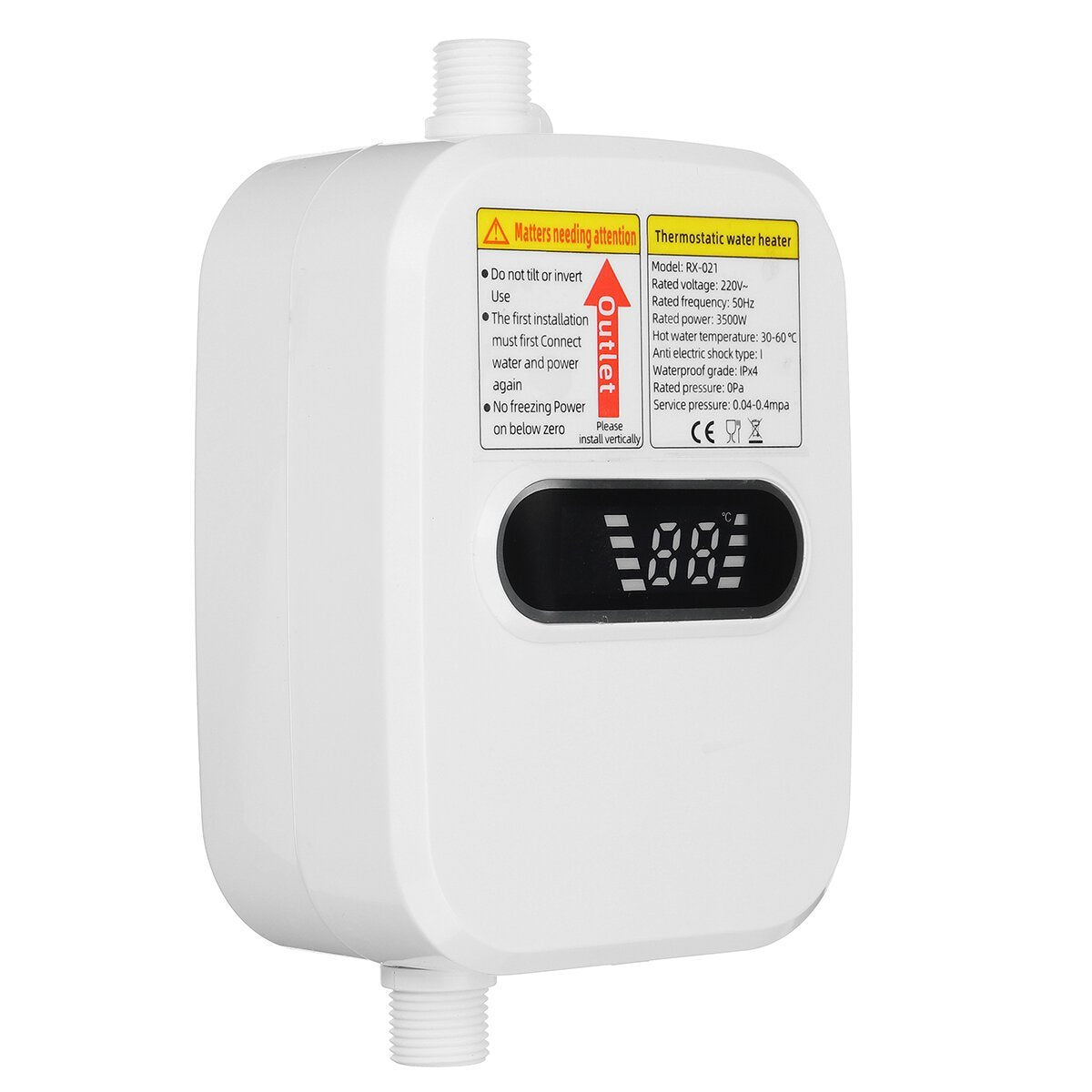 3500W Mini Instant Electric Shower Kitchen Bathroom Auto power-off Hot Water Heater