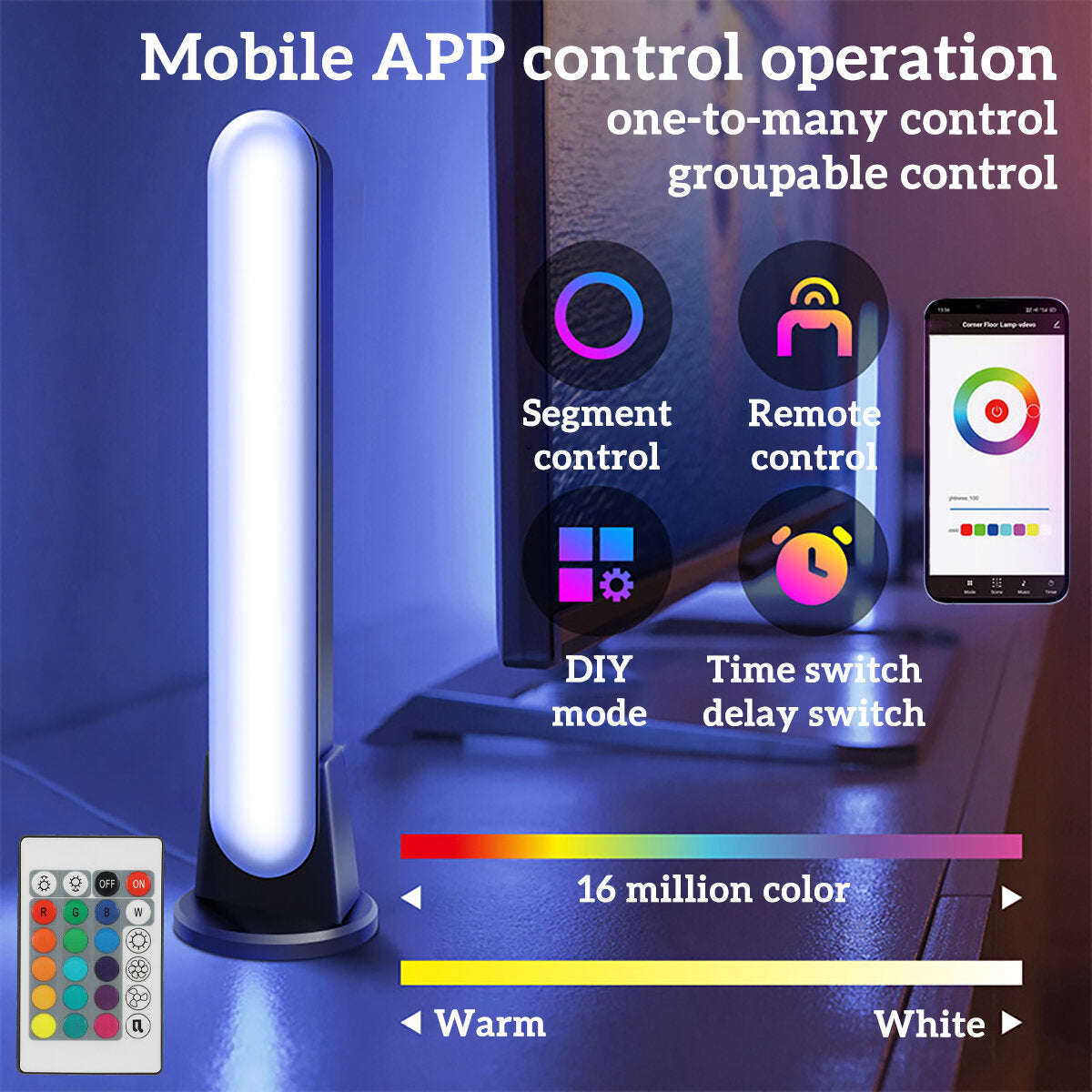 Bluetooth RGB LED Ambient Light Microphone Music APP Control Fill Light