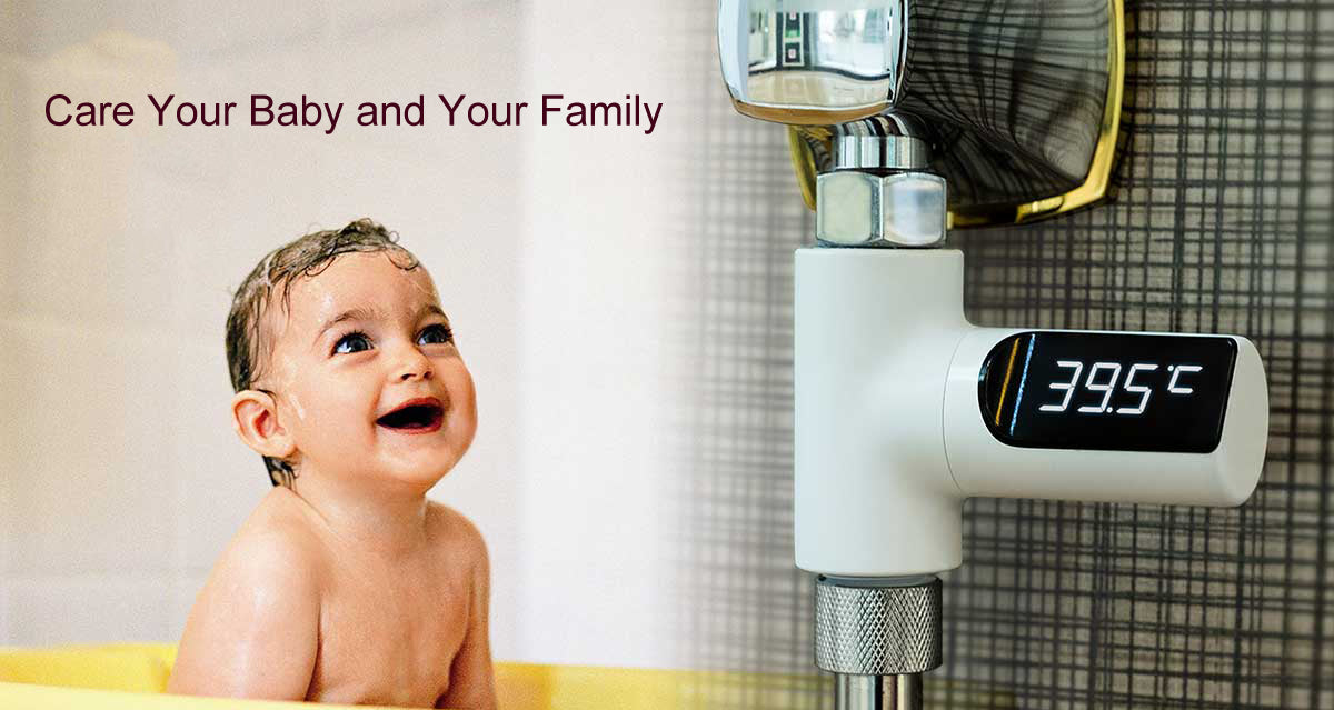 LED Display Home Water Shower Thermometer Flow Self-Generating Electricity Water Temperture Meter Monitor Energy Smart Meter  for Baby Care