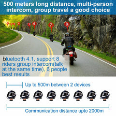 Single Fodsports -S Pro Motorcycle Helmet Intercom Bluetooth Helmet Headsets 8 Rider 2000M Group Interphone