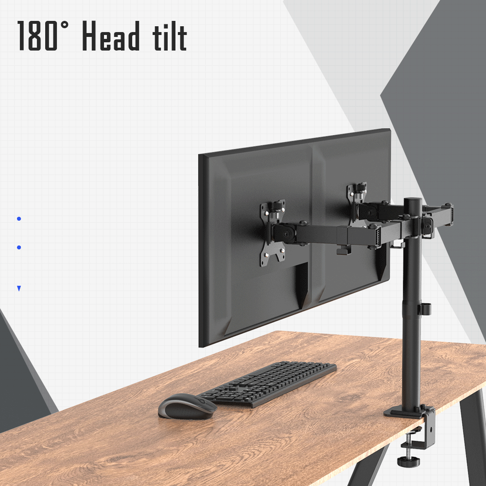 Dual Monitor Stand Full Motion Mount Quick Insert Dynamic Height Adjustability for 13"-27" Screen Home Office