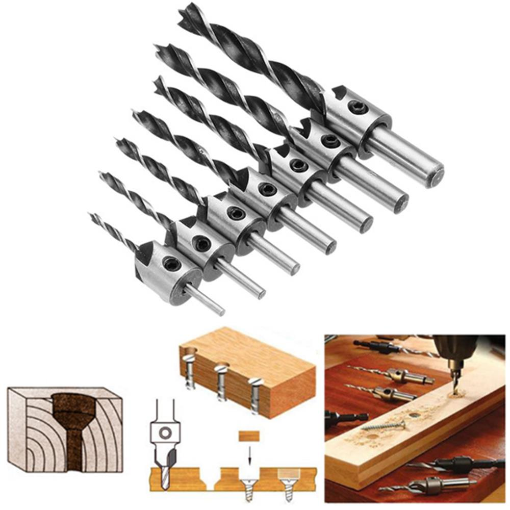 7pcs HSS 5 Flute Countersink Drill Bit Set Reamer 3-10mm Chamfer Drill Bits
