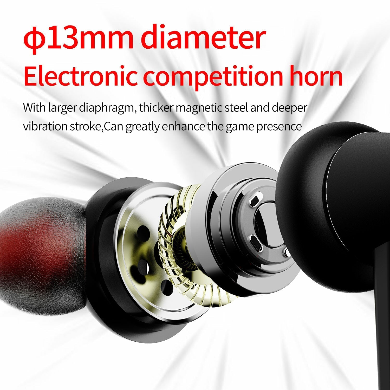In-Ear Gaming Headset Dual Microphone Super Bass Headphone Active Noise Reduction with Detachable HD Long-Microphone
