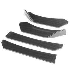 4pcs Carbon Fiber Look Spoilers Front Lip Chin Bumper Body Kits For Car Universal