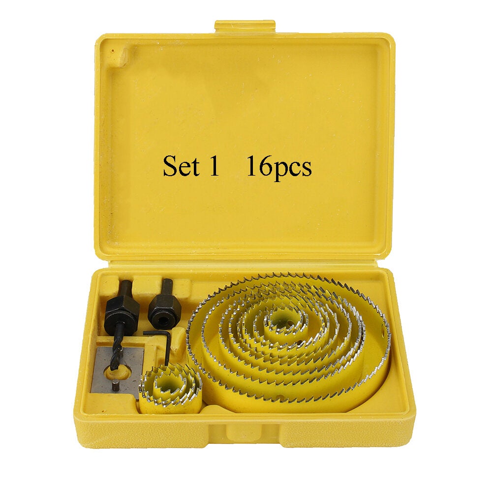 11/16Pcs 19-127mm Alloy Woodworking Hole Saw Cutter Gypsum Board PVC Wood Plate Reamer Distance Set