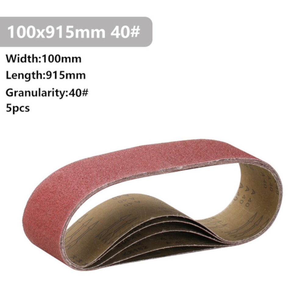 5Pcs 915x100mm 40 to 400 Grit Sanding Belt for Flush Belt Machines Polishing Grind Machine