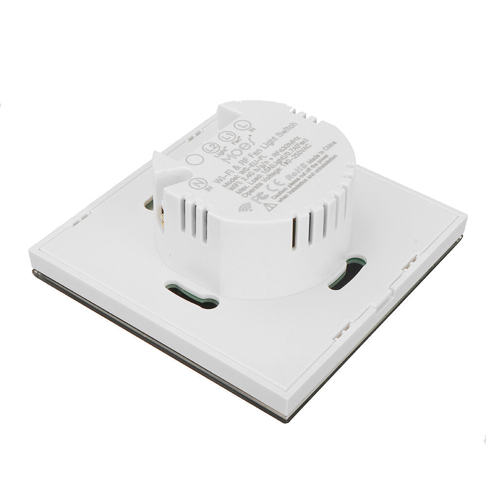 Black WiFi+RF EU Smart Ceiling Fan Light Switch 2/3 Way Control Smart Life/Tuya APP RF Remote Speed Control Work with Alexa Google Home