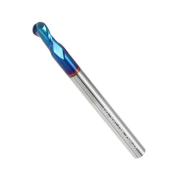 R0.5-R3 2 Flutes Tungsten Carbide End Mill HRC65 NACO Coated Ball Nose Cutter