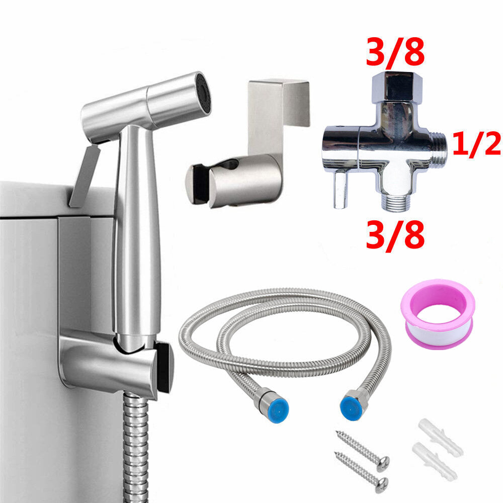 Handheld Bidet Sprayer for Toilet Adjustable Pressure Faucet Diaper Set with Hose Attachment Bathroom