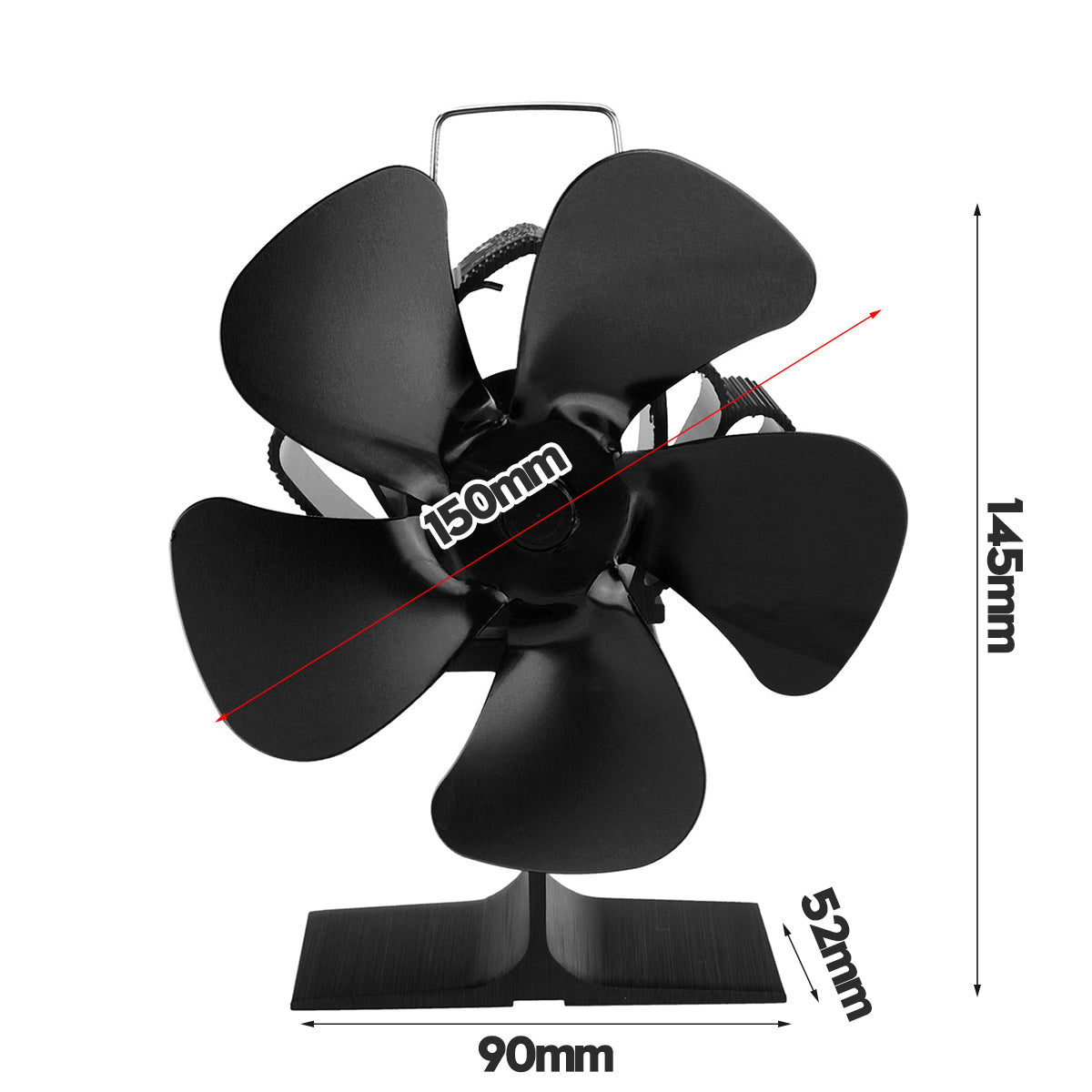 5 Blades Fireplace Fan Silent Motors Heat Powered Stove Fan Eco Stove Fan for Gas/Pellet/Wood/Log Stoves