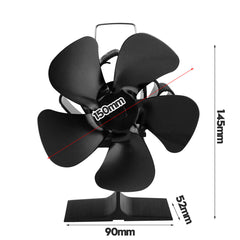 5 Blades Fireplace Fan Silent Motors Heat Powered Stove Fan Eco Stove Fan for Gas/Pellet/Wood/Log Stoves