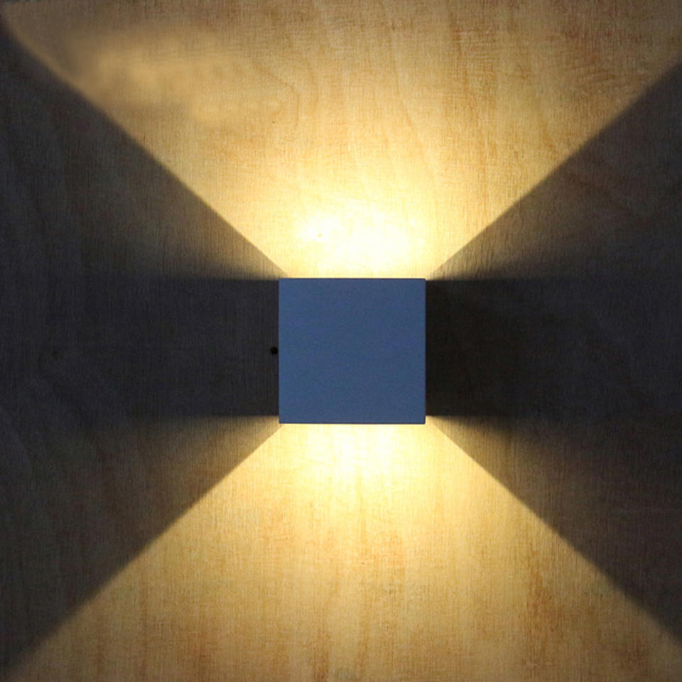 AC 220V Waterproof 7W Aluminum Cube COB LED Wall Lamp Light Modern Home Lighting