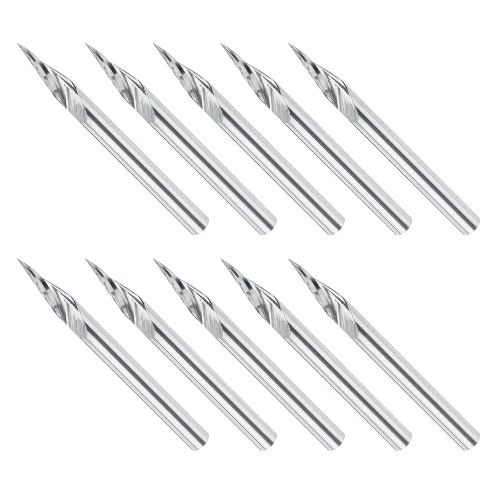 10Pcs 3.175mm Shank Engraving Bit End Milling Cutter 20 Degrees Tip 0.1mm Carbide 3D Milling Bit Carving