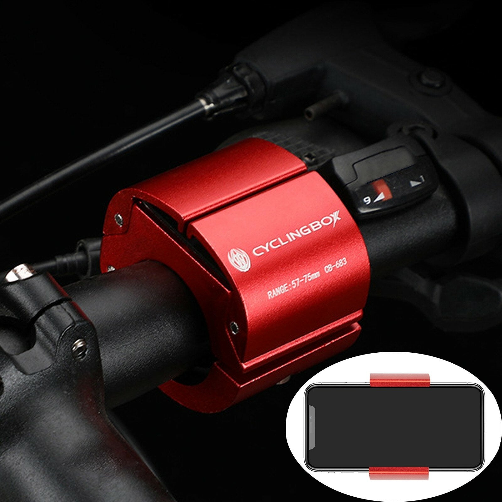 Hidden Ring Bike Phone Holder Universal 60-90mm Width Phone Mount Clip Navigation Bracket Outdoor Bicycle Cycling