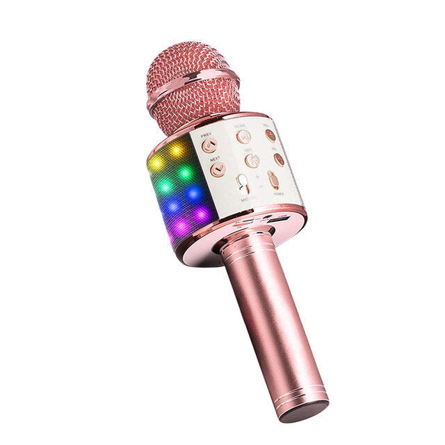 blueatooth Karaoke Microphone Wireless Speaker Stereo TF Card AUX-In Colourful Light Portable Handheld KTV Singing Player