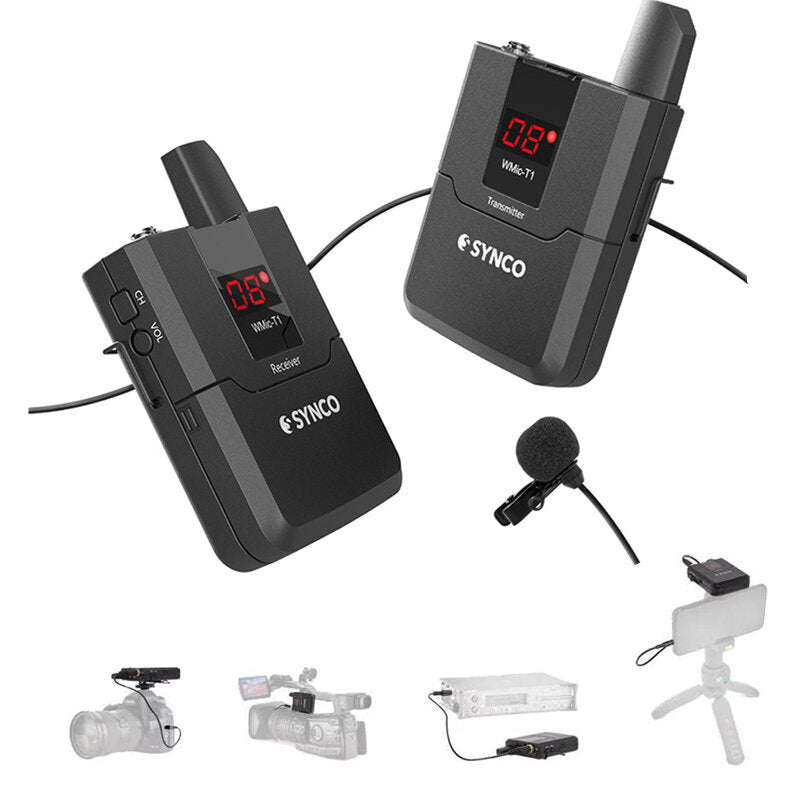 Wireless Lavalier Microphone System Lapel Video Mic 16 Channel Max 50m Transmission Range for Camera and Smartphones