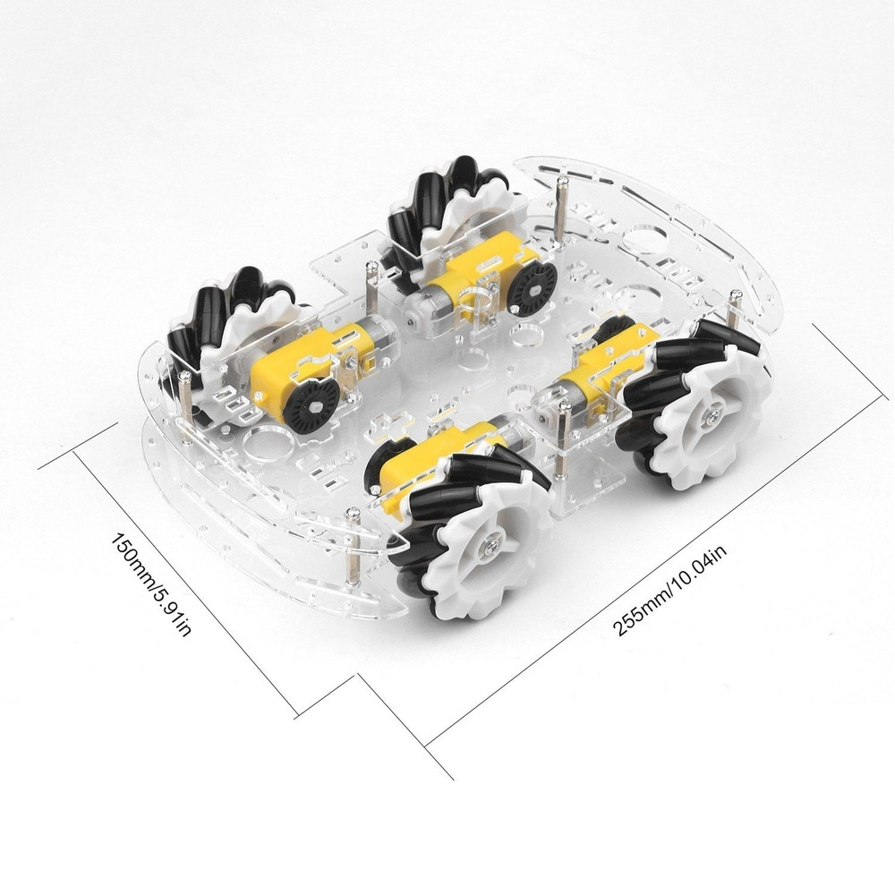 4WD Smart Car Chassis DIY Kit Omni-mobile Dual Layer Platform with 4 Omni-directional Wheels
