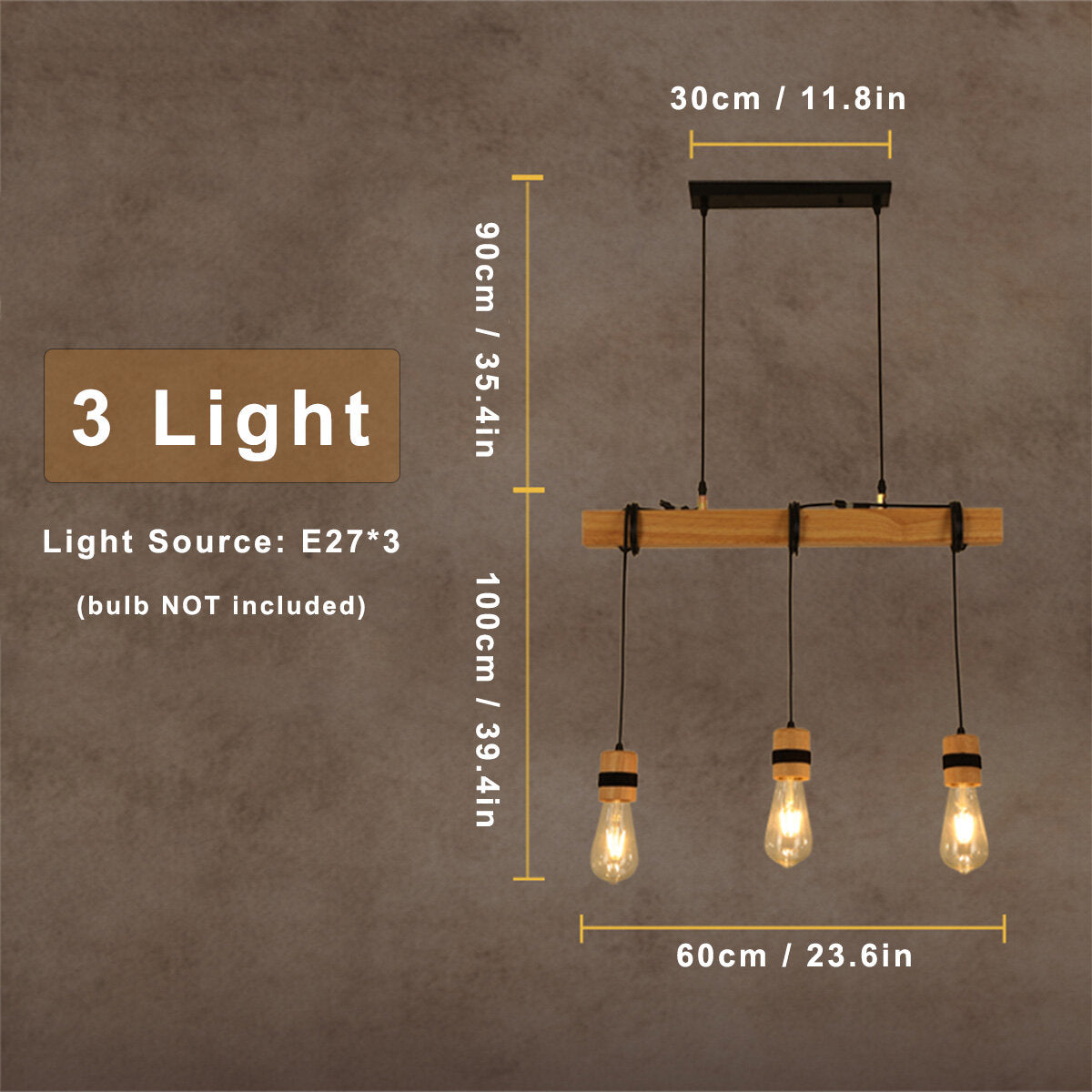 AC85-265V Industrial Wooden Pendant Light Ceiling Lamp Chandeliers Lighting Fixtures Without Bulb