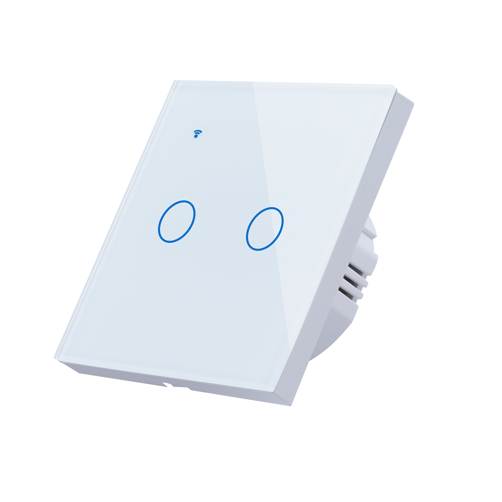 WiFi+RF433 Smart Light Touch Switch 2Gang EU Wireless Remote Control Works with Alexa Google Home