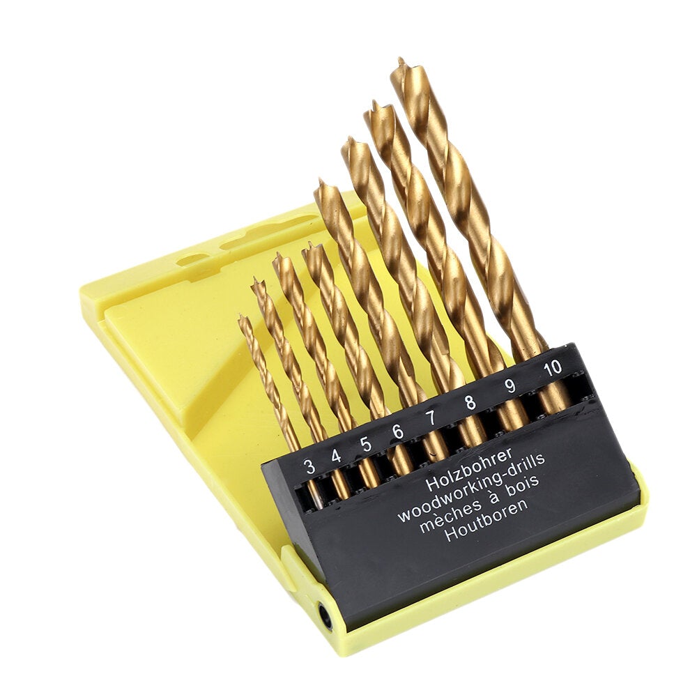 7/8Pcs 3-10mm Round Shank Titanium Coated Countersink Drill Bit Set Replacement Three Point Carpentry Boring Tool Woodworking With Hexagon L-Wrench
