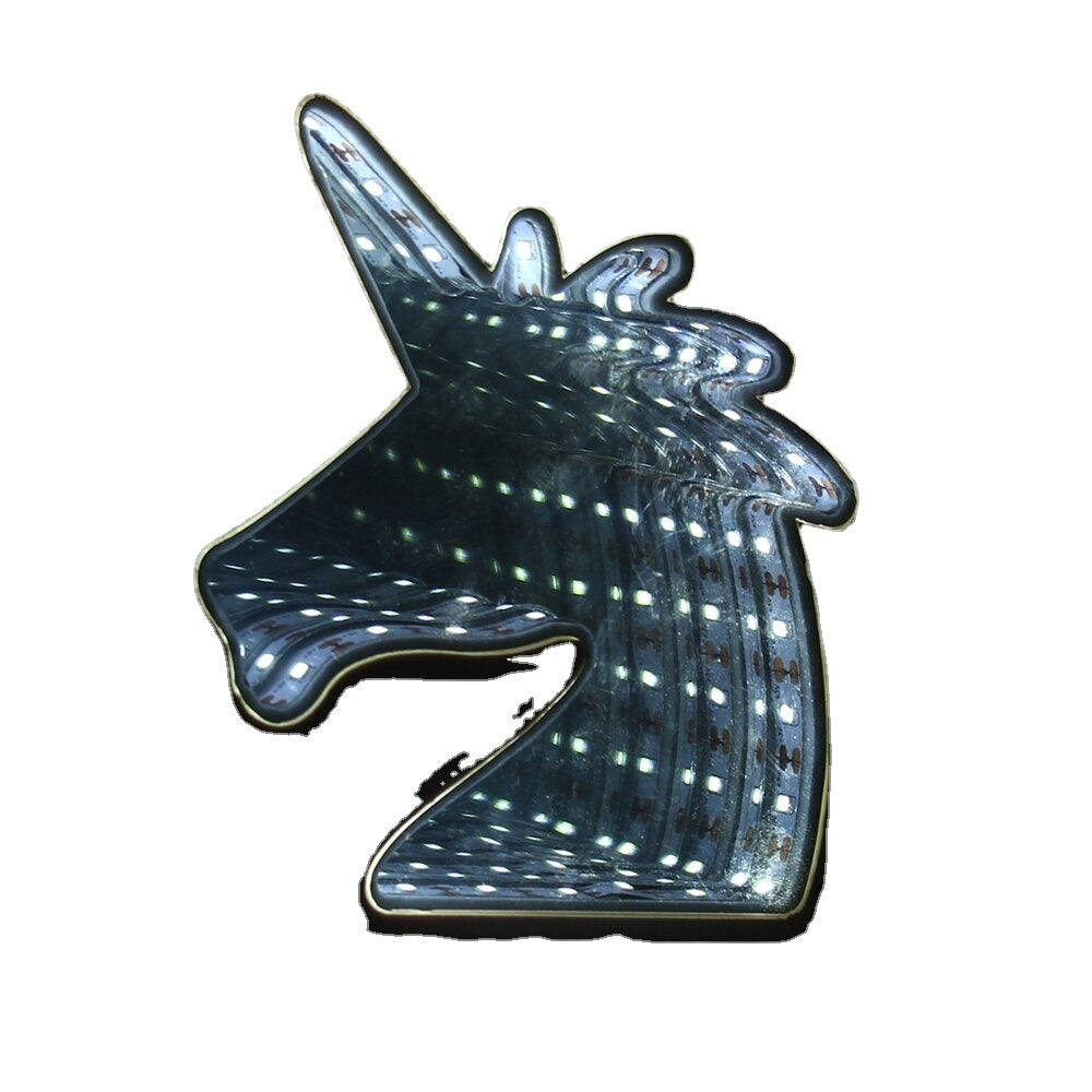 Creative Cute Unicorn Mirror Lamp LED Tunnel Night Light for Kid Atmosphere Light White/Warm White