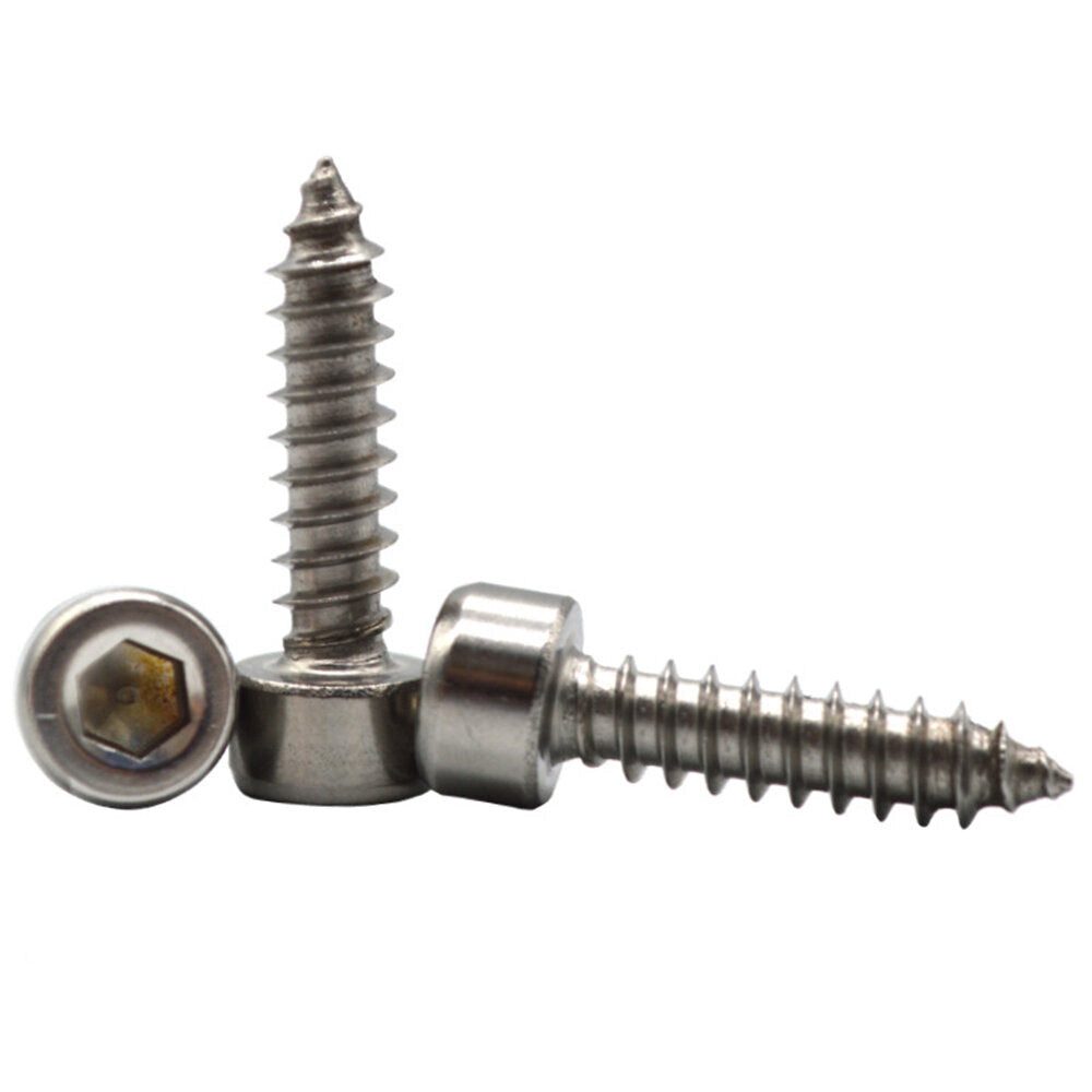 50Pcs M2 304 Stainless Steel Hex Socket Cylinder Cap Head Self Tapping Screw Wood Screws Speaker Screws Optional Length