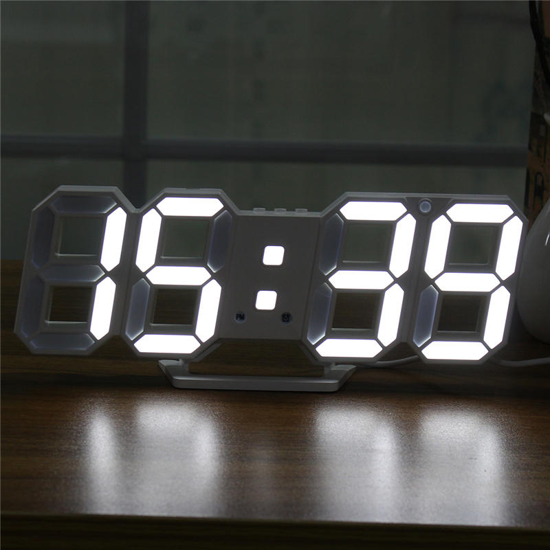 Large Modern Digital Led Skeleton Wall Clock Timer 24/12 Hour Display 3D Gife