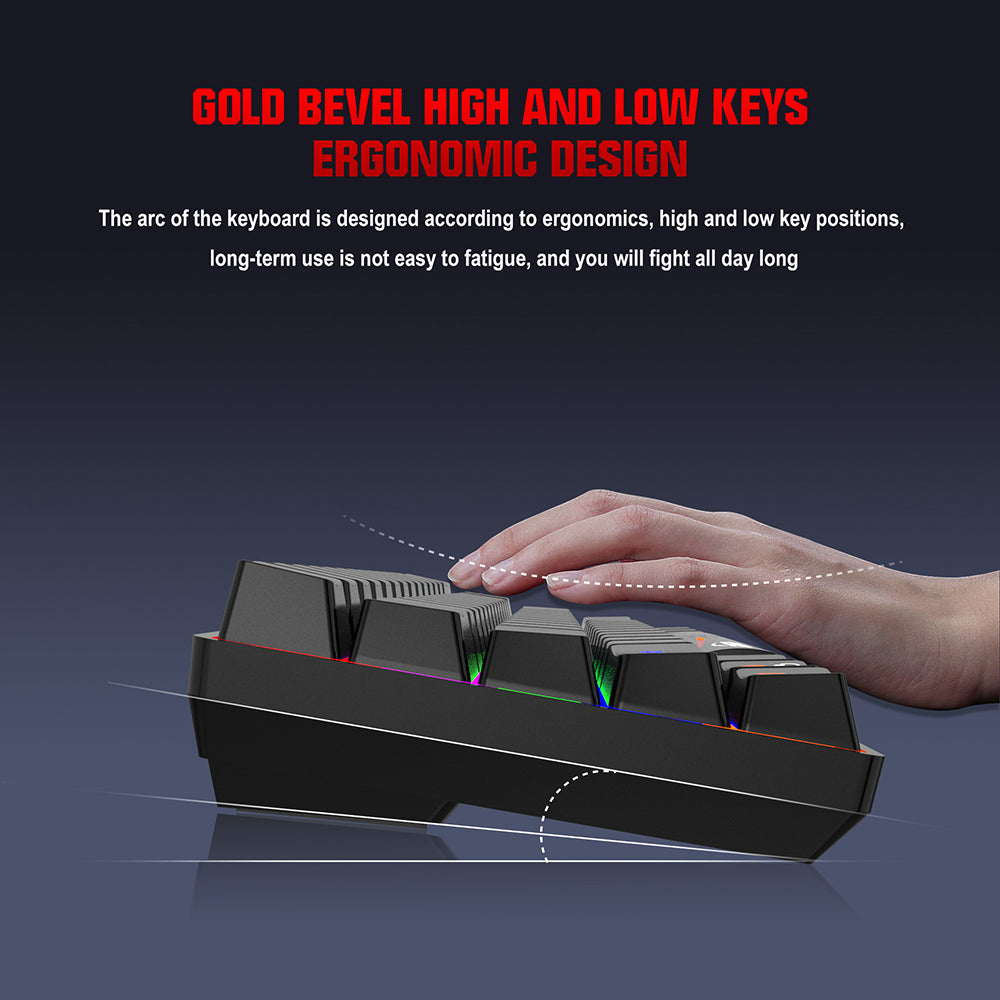 Mechanical Keyboard 61 Keys Triple Mode Wireless Bluetooth 5.0 2.4GHz Type-C Wired Blue Switch RGB Backlit Gaming Keyboard