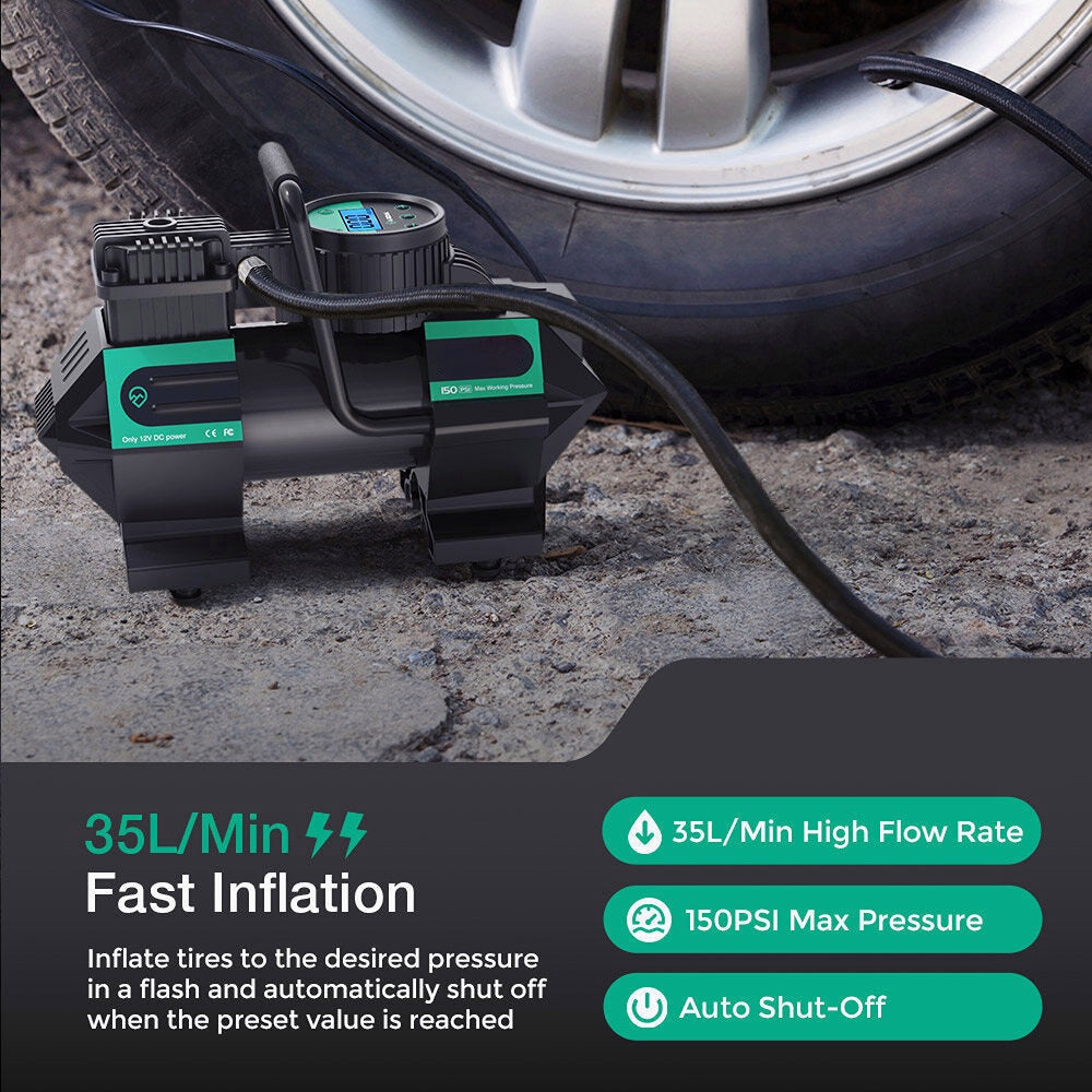110W 5M Cig Cable DC 12V Inflatable Pump Compressor Digital LED Tire Inflator For Car Bike Motorcycle Ball Toy