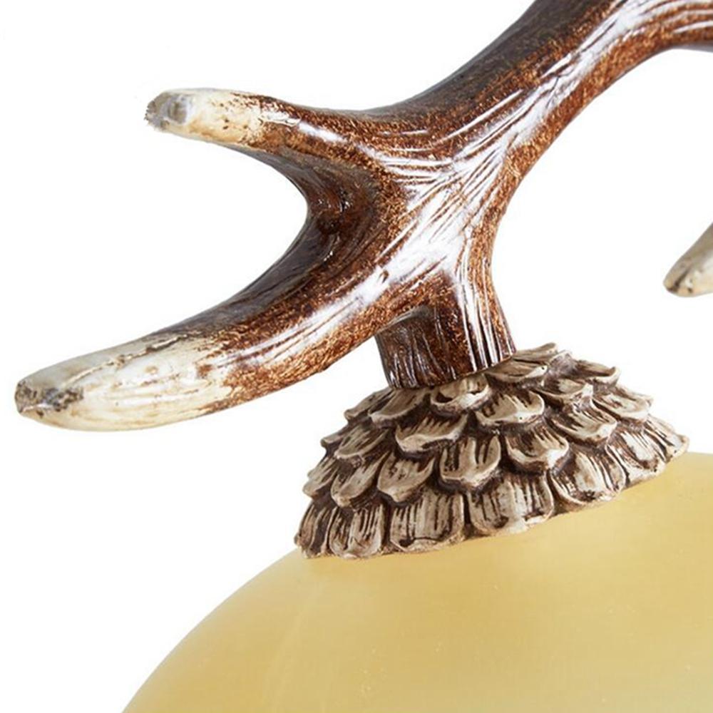 Vintage Antler Resin Double Light Deer Horn Pendant Chandelier Lamp Dinning Bar
