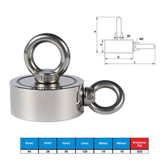 Double Side 94mm 600KG Neodymium Recovery Magnet With 10m Rope Salvage Tool Strong Recovery Fishing Kits